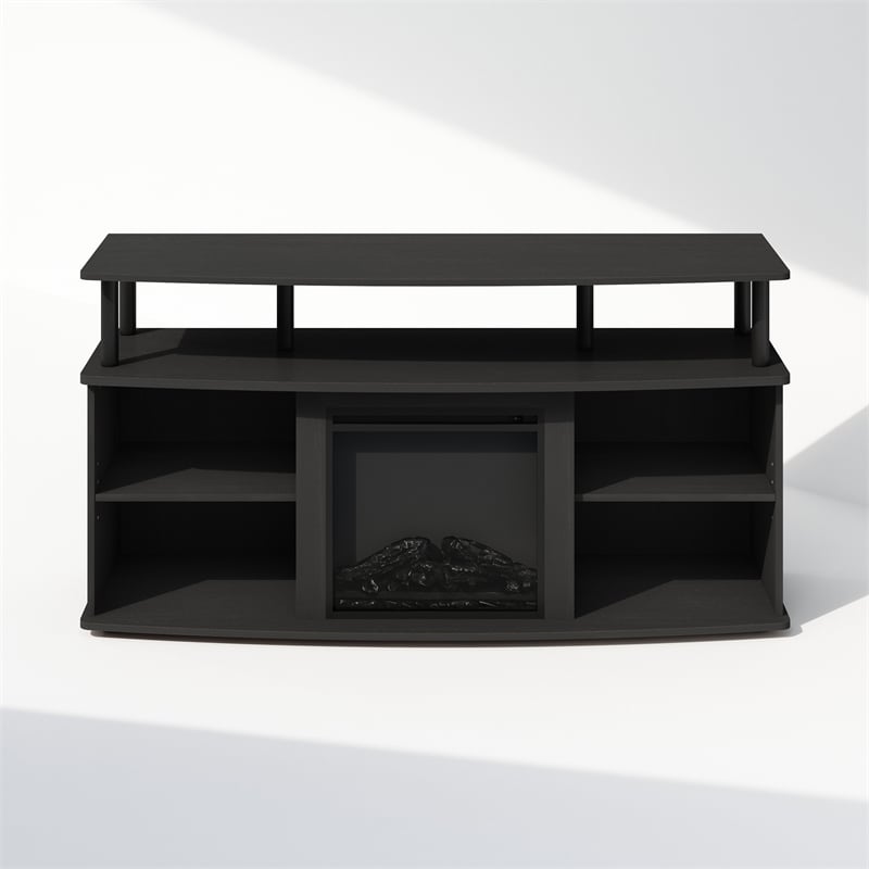 Furinno JENSEN No Heat Decorative Electric Fireplace TV Stand in Americano/Black