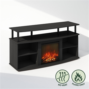 Furinno JENSEN No Heat Decorative Electric Fireplace TV Stand in Americano/Black