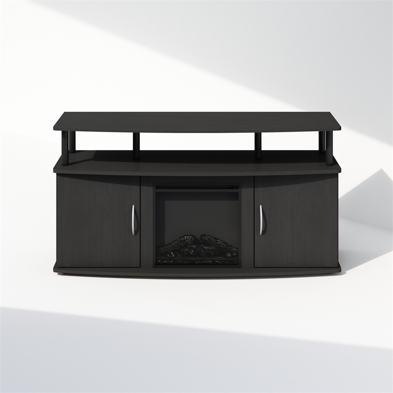 Furinno JENSEN No Heat Decorative Electric Fireplace TV Stand in Americano/Black