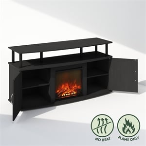 Furinno JENSEN No Heat Decorative Electric Fireplace TV Stand in Americano/Black