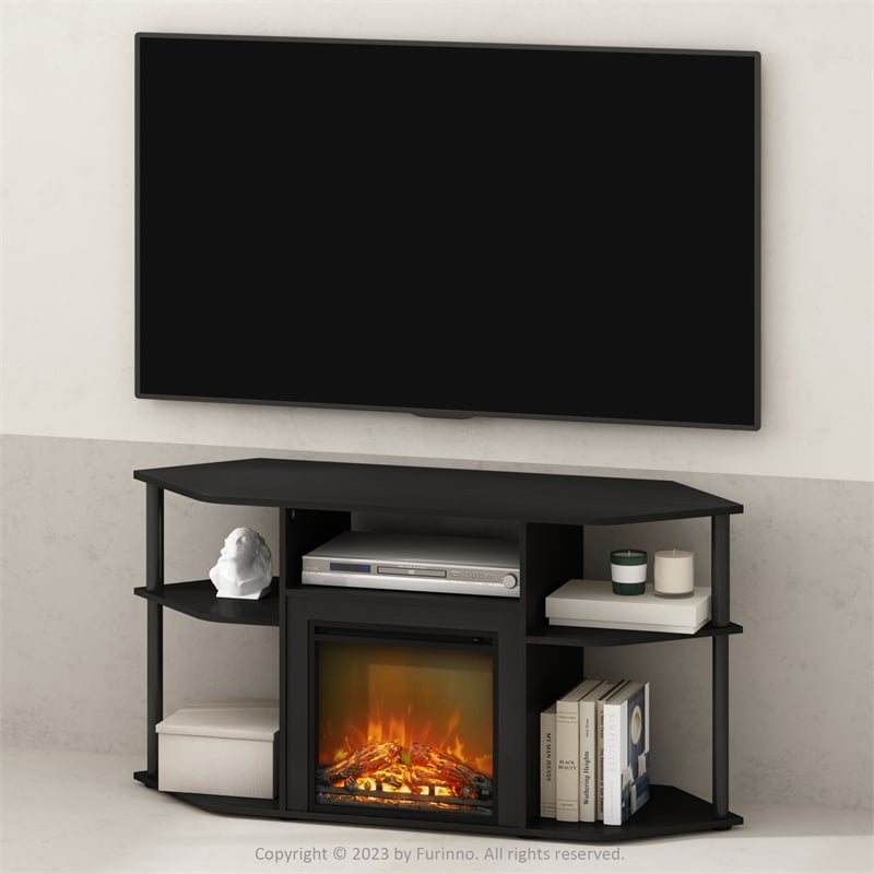 Furinno JENSEN Open Storage No Heat Decorative Electric Americano/Black