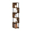 Furinno ECON 5-Tier Zigzag Corner Shelf Bookcase in Bookshelf Amber Pine/Black