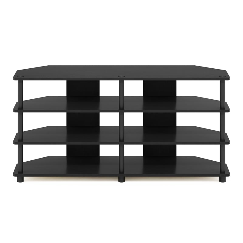 Furinno ECON Easy Assembly 4-Tier Corner TV Stand for TV up to Blackwood/Black