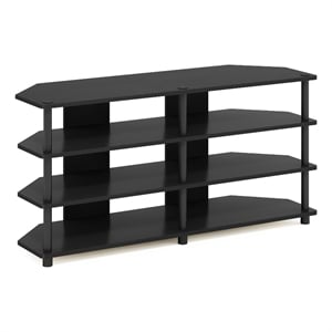 Furinno ECON Easy Assembly 4-Tier Corner TV Stand for TV up to Blackwood/Black