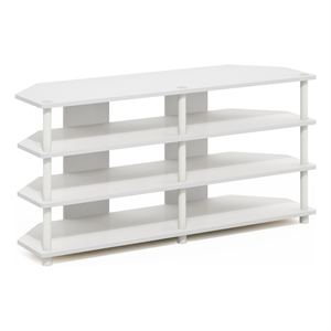 Furinno ECON Easy Assembly 4-Tier Corner TV Stand for TV up to White/White