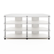 Furinno ECON Easy Assembly 4-Tier Corner TV Stand for White Oak/Stainless Steel