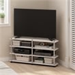 Furinno ECON Easy Assembly 4-Tier Corner TV Stand for White Oak/Stainless Steel