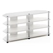 Furinno ECON Easy Assembly 4-Tier Corner TV Stand for White Oak/Stainless Steel