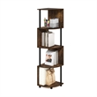 Furinno ECON 4-Tier Zigzag Corner Shelf Bookcase in Bookshelf Amber Pine/Black