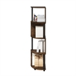 Furinno ECON 4-Tier Zigzag Corner Shelf Bookcase in Bookshelf Amber Pine/Black