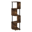Furinno ECON 4-Tier Zigzag Corner Shelf Bookcase in Bookshelf Amber Pine/Black