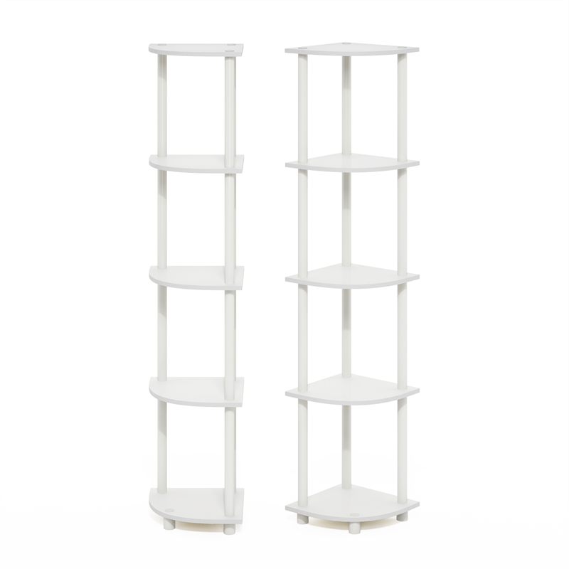 Furinno TURN-N-TUBE 5 Tier Corner Display Rack Multipurpose Shelving Set of 2