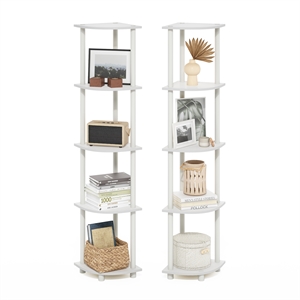 Furinno TURN-N-TUBE 5 Tier Corner Display Rack Multipurpose Shelving Set of 2