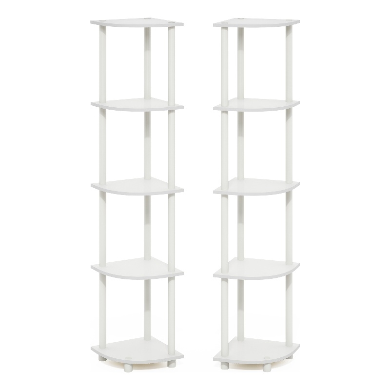 Furinno TURN-N-TUBE 5 Tier Corner Display Rack Multipurpose Shelving Set of 2