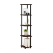 Furinno TURN-N-TUBE 5 Tier Corner Display Rack Multipurpose Amber Pine/Black