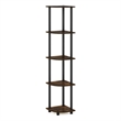 Furinno TURN-N-TUBE 5 Tier Corner Display Rack Multipurpose Amber Pine/Black