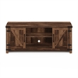 Furinno JENSEN Farmhouse Barn Door TV Entertainment Cabinet with Rustic Brown