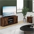 Furinno JENSEN Farmhouse Barn Door TV Entertainment Cabinet with Rustic Brown
