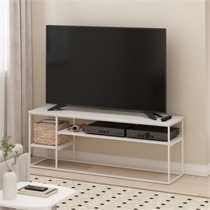 Furinno MORETTI Modern Lifestyle TV Stand for TV up to 65 Inch Solid White/White
