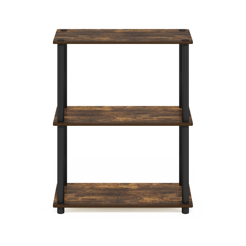 Furinno TURN-N-TUBE 3-Tier Compact Multipurpose Shelf Display Amber Pine/Black