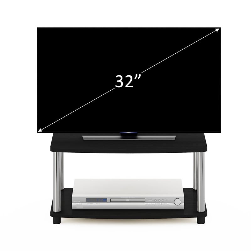 Furinno TURN-N-TUBE No Tools 2-Tier Elevated TV Stands in Stainless Steel Tubes