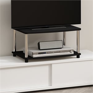 Furinno TURN-N-TUBE No Tools 2-Tier Elevated TV Stands in Stainless Steel Tubes