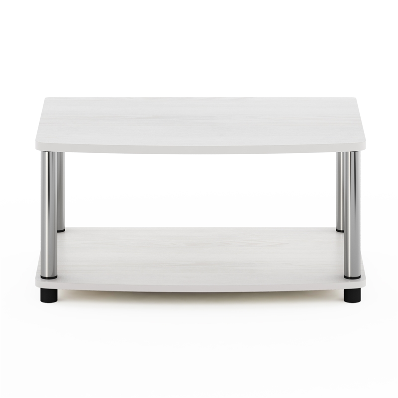 Furinno TURN-N-TUBE No Tools 2-Tier Elevated TV Stands in Stainless Steel Tubes