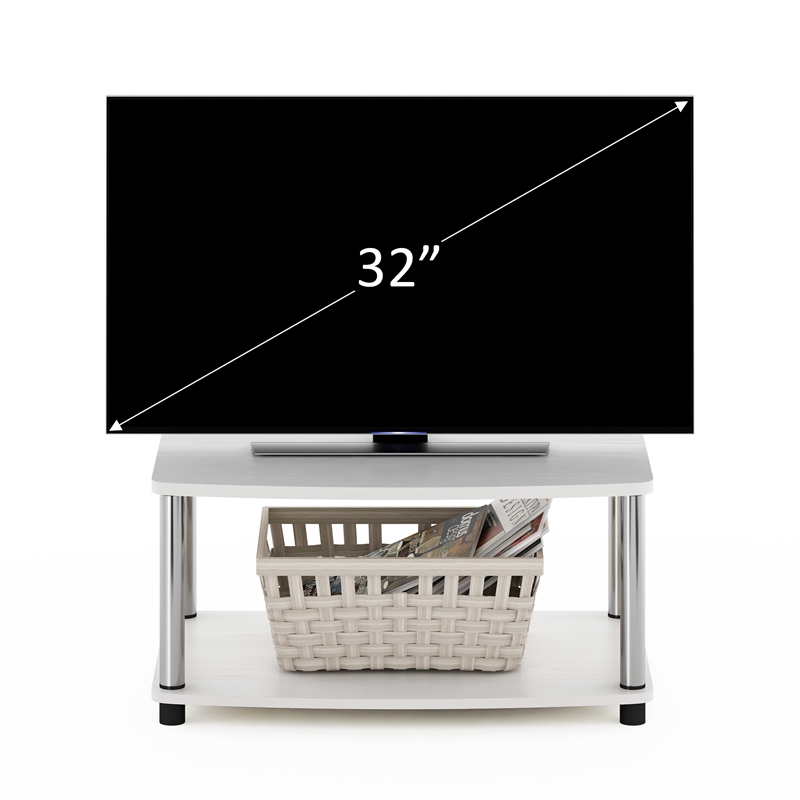Furinno TURN-N-TUBE No Tools 2-Tier Elevated TV Stands in Stainless Steel Tubes