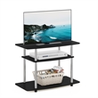 Furinno TURN-N-TUBE No Tools 3-Tier TV Stands in Americano Stainless Steel Tubes