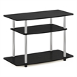 Furinno TURN-N-TUBE No Tools 3-Tier TV Stands in Americano Stainless Steel Tubes