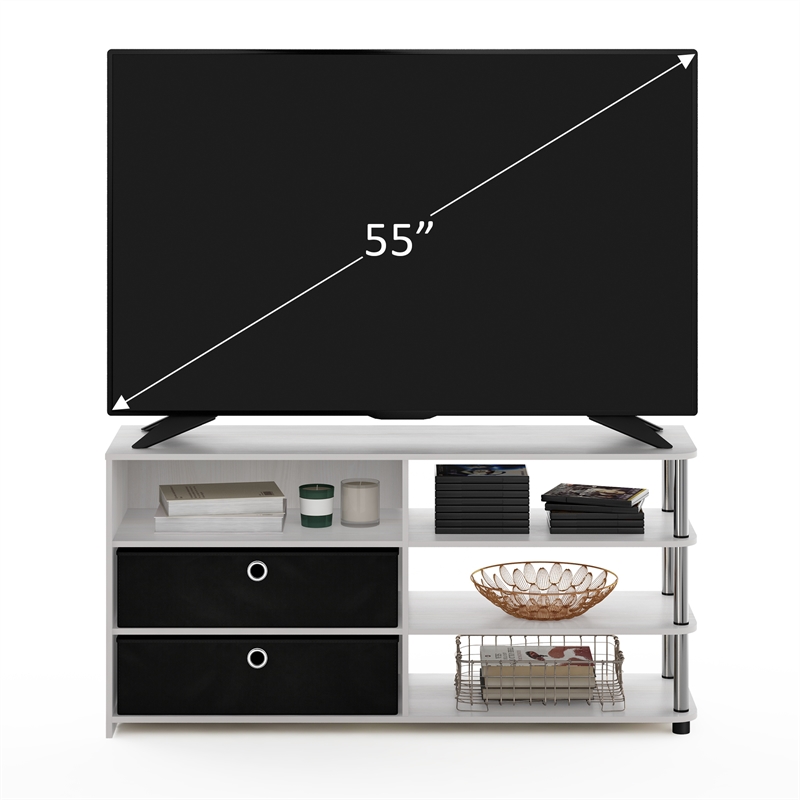 Furinno JAYA Simple Design TV Stand for up to 55-Inch with Stainless Steel Tubes