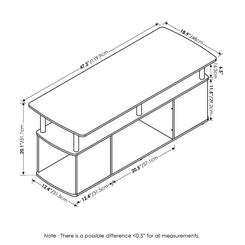 Furinno JAYA TV Stand Entertainment Center with Open Stainless Steel Tubes