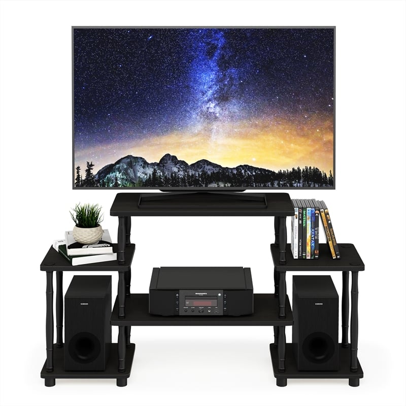 Furinno TURN-N-TUBE No Tools Entertainment Center with Bamboo Espresso/Black