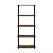 Furinno TURN-S-TUBE 5-Tier Multipurpose Shelf Display Rack with Amber Pine/Black