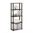 Furinno TURN-S-TUBE 5-Tier Multipurpose Shelf Display Rack with Amber Pine/Black