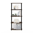 Furinno TURN-S-TUBE 5-Tier Multipurpose Shelf Display Rack with Amber Pine/Black