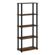 Furinno TURN-S-TUBE 5-Tier Multipurpose Shelf Display Rack with Amber Pine/Black