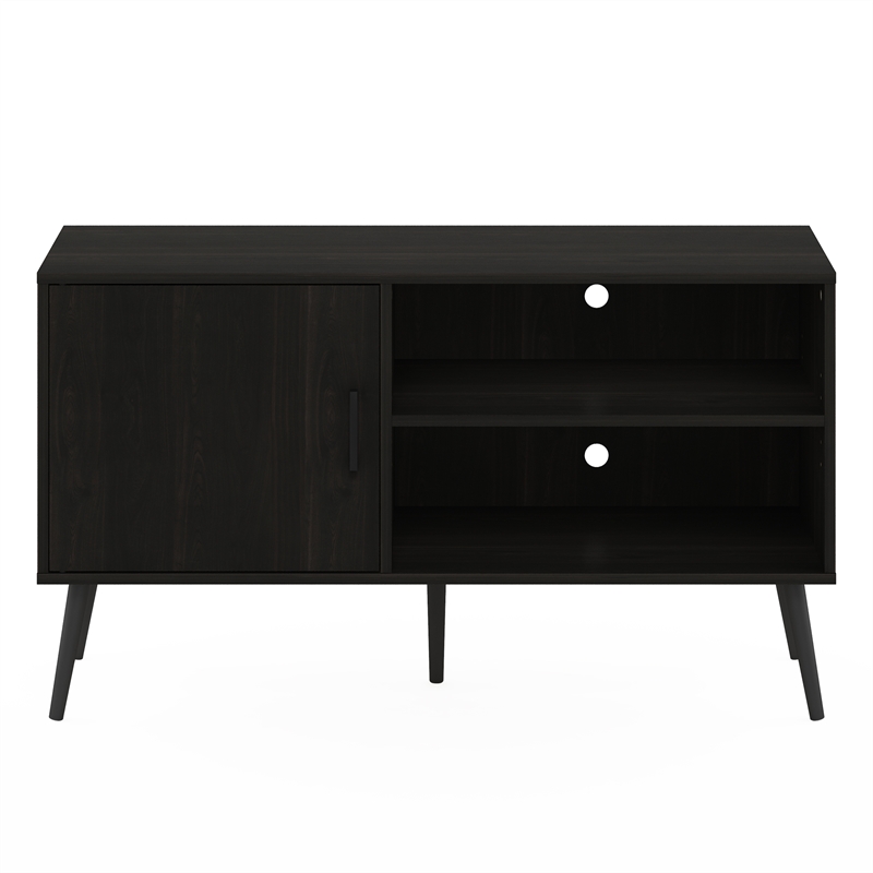 Furinno Claude Mid Century Style TV Stand with Wood Legs in One Cabinet Espresso
