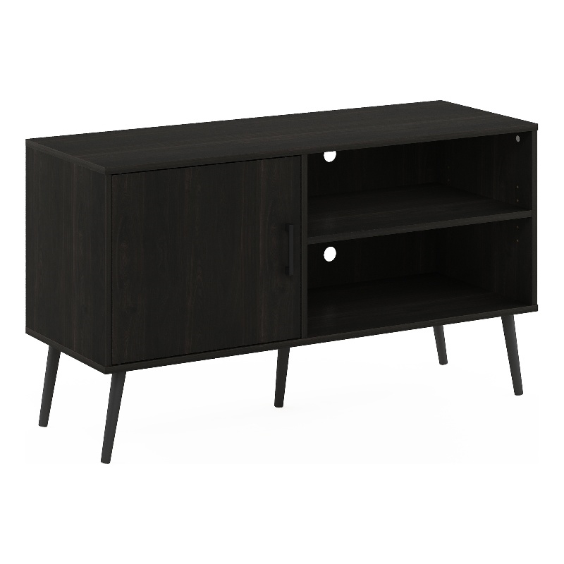 Furinno Claude Mid Century Style TV Stand with Wood Legs in One Cabinet Espresso