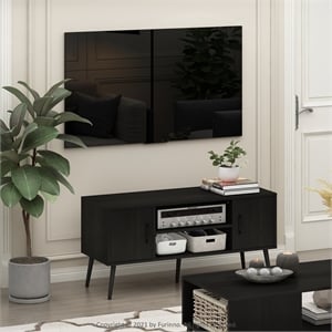 Furinno Claude Mid Century Style TV Stand with Wood Legs infor TV Size Espresso