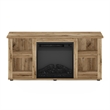 Furinno JENSEN Entertainment Center TV Stand with Fireplace for TV Flagstaff Oak