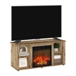 Furinno JENSEN Entertainment Center TV Stand with Fireplace for TV Flagstaff Oak