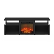 Furinno JENSEN Open Storage Fireplace Entertainment Americano/Stainless Steel