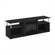 Furinno JENSEN Open Storage Fireplace Entertainment Americano/Stainless Steel
