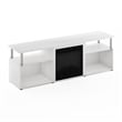 Furinno JENSEN Open Storage Fireplace Entertainment White Oak/Stainless Steel