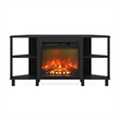 Furinno JENSEN Corner Fireplace TV Stand with 4 Open Compartments for Americano