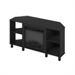 Furinno JENSEN Corner Fireplace TV Stand with 4 Open Compartments for Americano