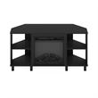 Furinno JENSEN Corner Fireplace TV Stand with 4 Open Compartments for Americano