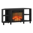 Furinno JENSEN Corner Fireplace TV Stand with 4 Open Compartments for Americano