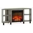 Furinno JENSEN Corner Fireplace TV Stand with 4 Open French Oak Grey